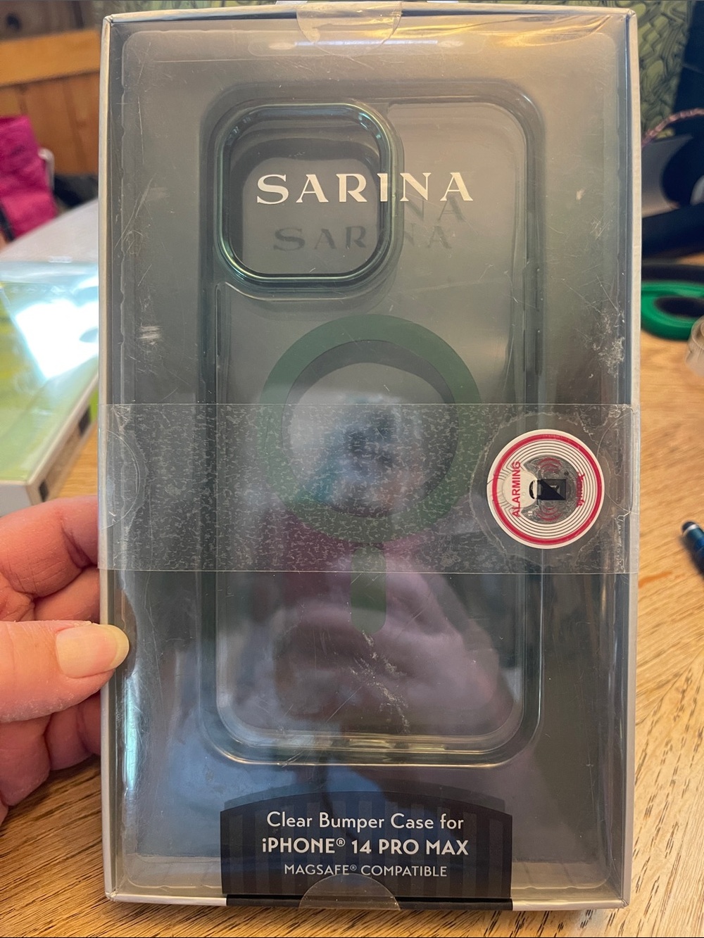 Sarina Clear Bumper Case for iPhone 14 Pro Max - Green Accents